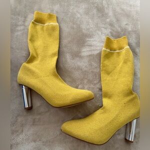 Yellow Knit Women's Boots